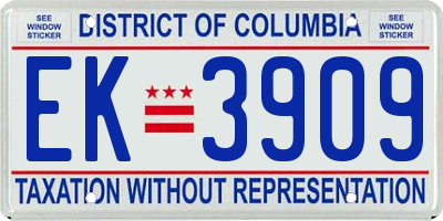 DC license plate EK3909