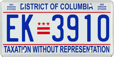 DC license plate EK3910