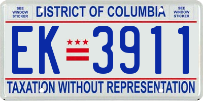 DC license plate EK3911