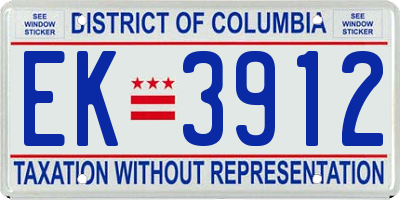 DC license plate EK3912