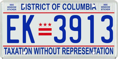 DC license plate EK3913