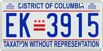 DC license plate EK3915