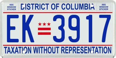 DC license plate EK3917