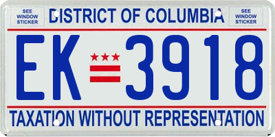 DC license plate EK3918