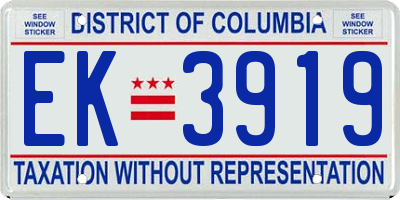 DC license plate EK3919