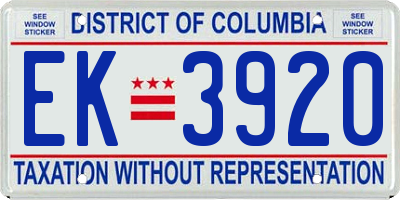DC license plate EK3920
