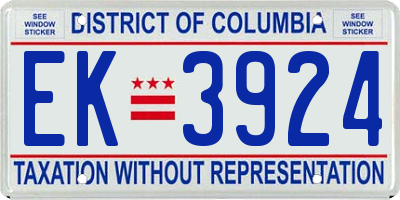 DC license plate EK3924