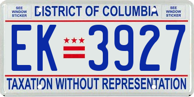 DC license plate EK3927