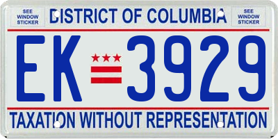 DC license plate EK3929