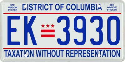 DC license plate EK3930