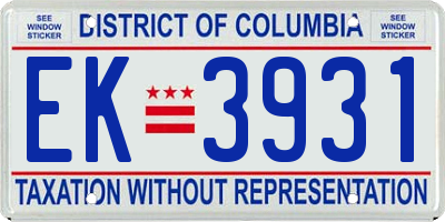 DC license plate EK3931