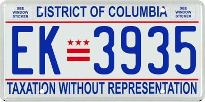 DC license plate EK3935