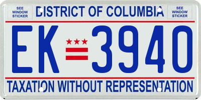 DC license plate EK3940