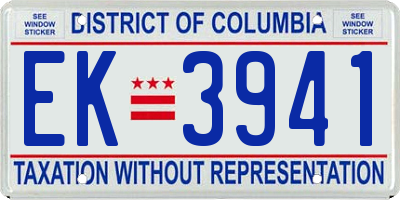 DC license plate EK3941