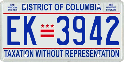 DC license plate EK3942