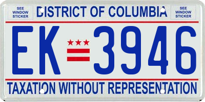 DC license plate EK3946