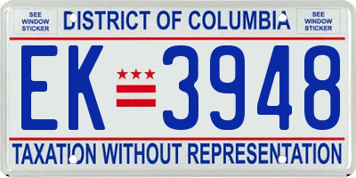 DC license plate EK3948