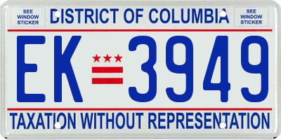 DC license plate EK3949