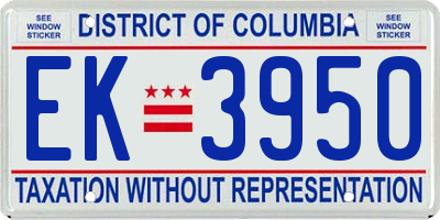 DC license plate EK3950