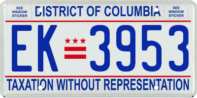 DC license plate EK3953