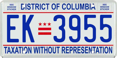 DC license plate EK3955