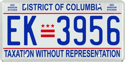 DC license plate EK3956