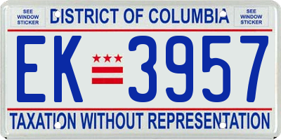 DC license plate EK3957