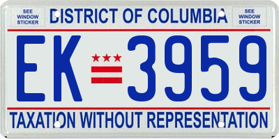 DC license plate EK3959