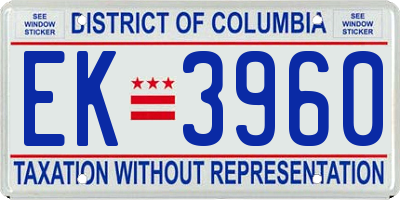 DC license plate EK3960