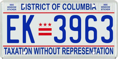 DC license plate EK3963