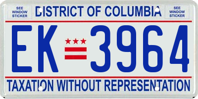 DC license plate EK3964