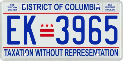 DC license plate EK3965