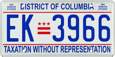 DC license plate EK3966