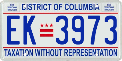 DC license plate EK3973