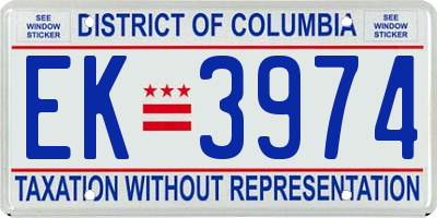 DC license plate EK3974