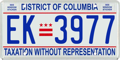 DC license plate EK3977