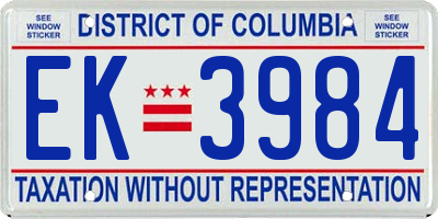 DC license plate EK3984