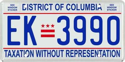 DC license plate EK3990