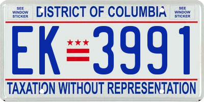 DC license plate EK3991