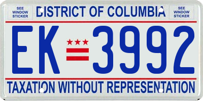 DC license plate EK3992