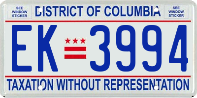 DC license plate EK3994