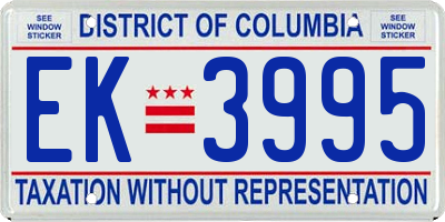 DC license plate EK3995