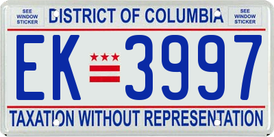 DC license plate EK3997