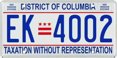 DC license plate EK4002