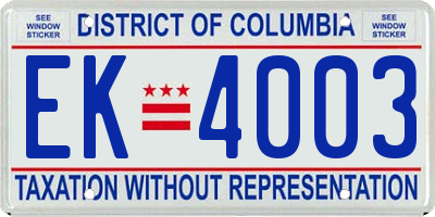 DC license plate EK4003