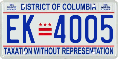 DC license plate EK4005