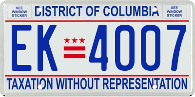 DC license plate EK4007