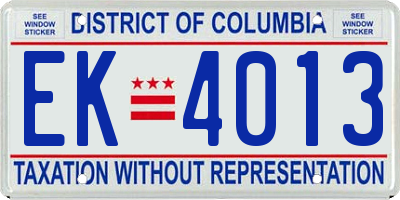 DC license plate EK4013