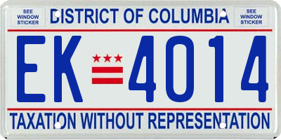 DC license plate EK4014