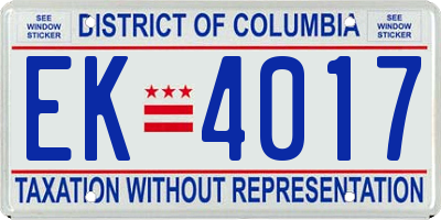 DC license plate EK4017